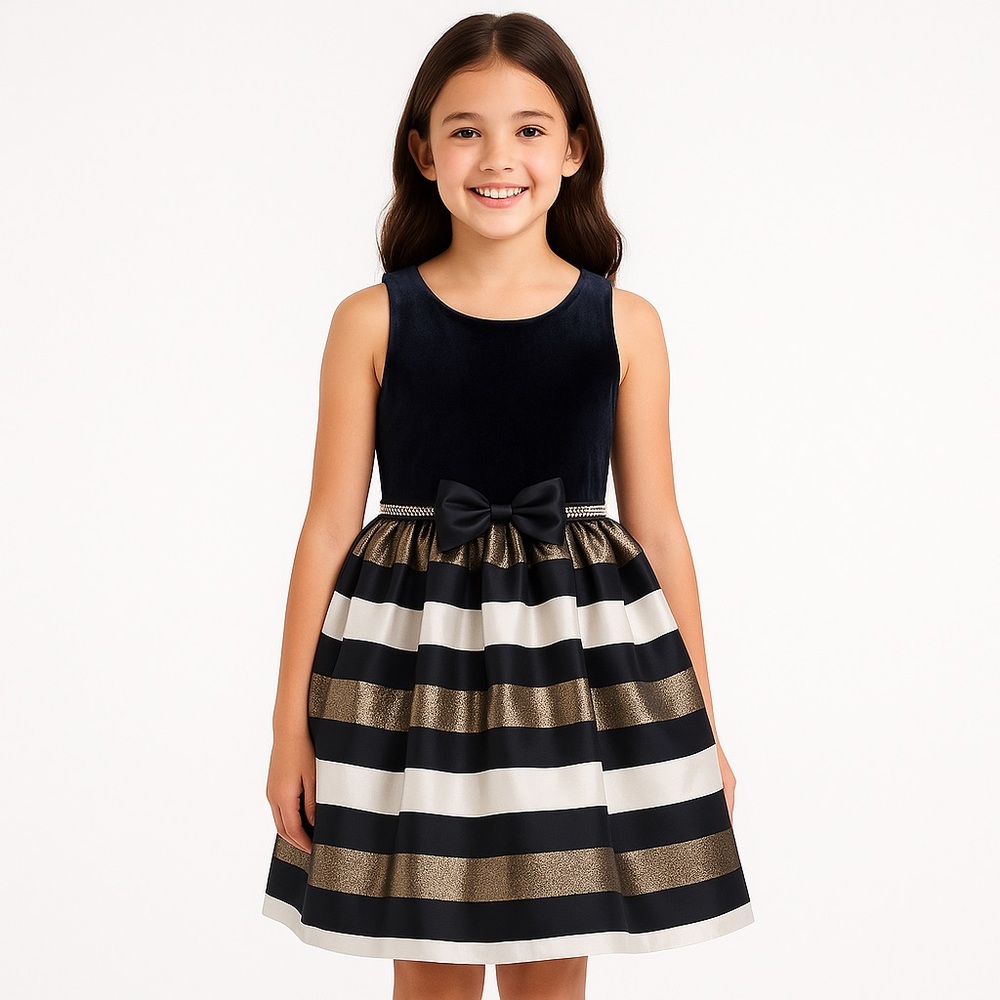 American Princess black Dress with Gold Accents                      Size 10